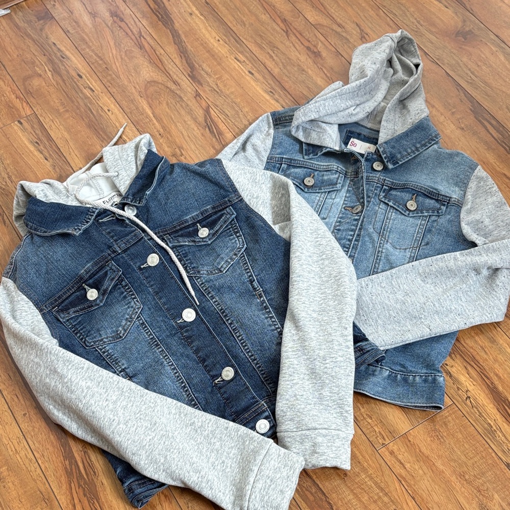 Kids Denim Jacket with Gray Sleeves